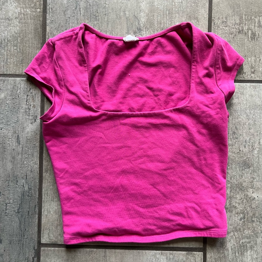 Garage Pink Smooth Open Neck Tee